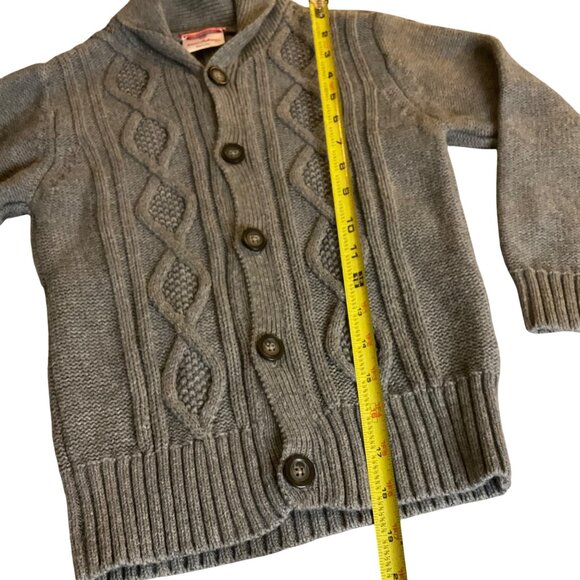 Hanna Andersson Boys Gray Cable Knit Cardigan Sweater Size 110 US 4T Wool blend - Picture 7 of 9